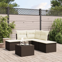 Set Divano da Giardino 6 pz con Cuscini-Sofa da Giardino-Divanetto da esterno Marrone in Polyrattan 659655