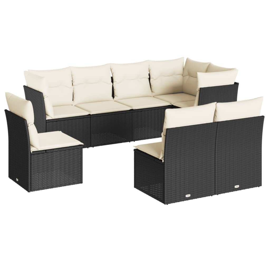 Set Divani da Giardino con Cuscini 8 pz Nero in Polyrattancod mxl 87515