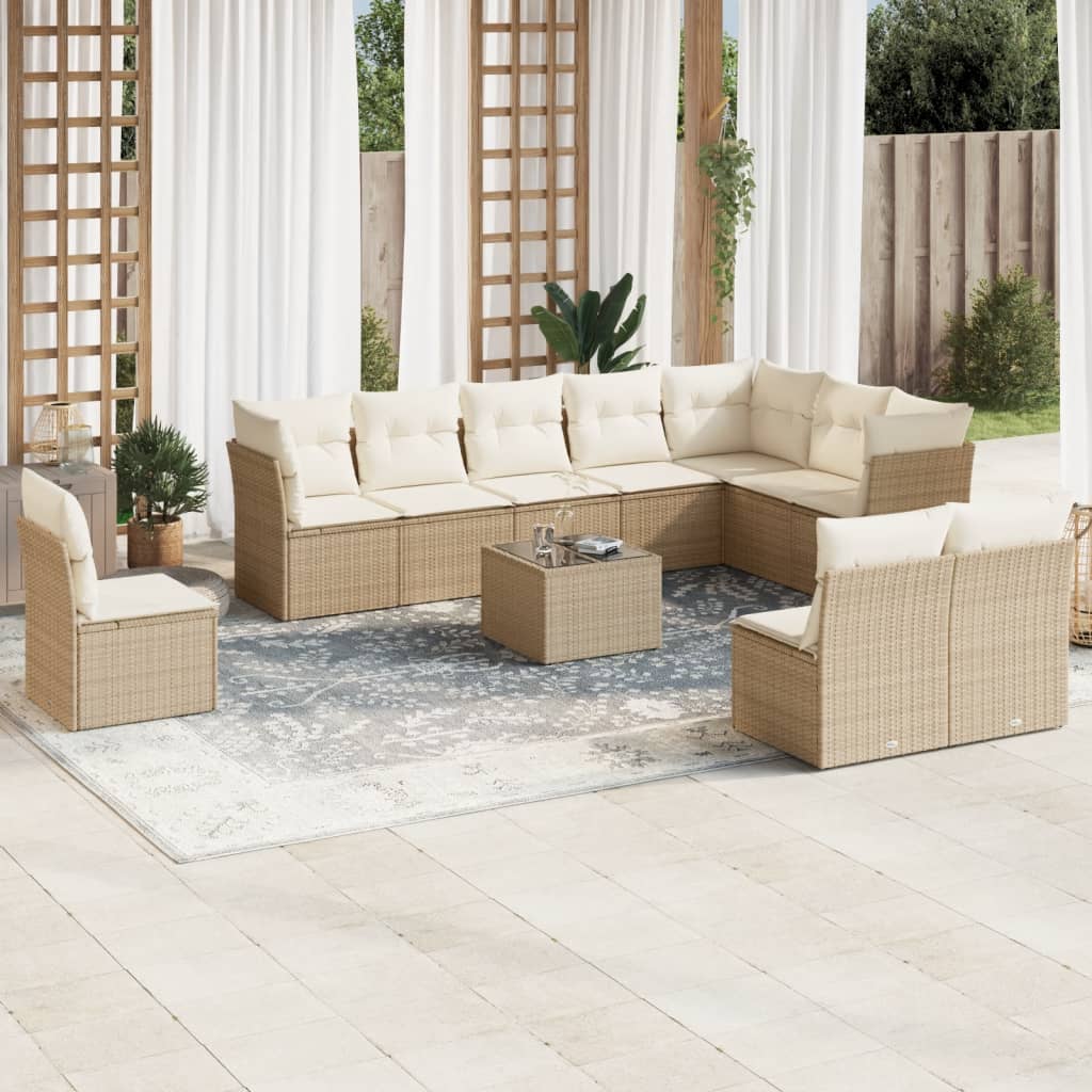 Set Divani da Giardino 11 pz con Cuscini Beige in Polyrattancod mxl 87951