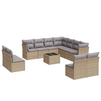 Set Divani da Giardino 12 pz con Cuscini Beige in Polyrattan