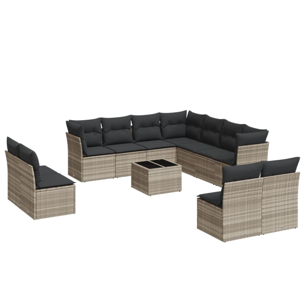 Set Divano Giardino 12 pz con Cuscini Grigio Chiaro Polyrattan 3249671