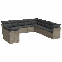 Set Divani da Giardino 11 pz con Cuscini in Polyrattan Grigio