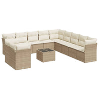 Set Divani da Giardino 12 pz con Cuscini Beige in Polyrattan