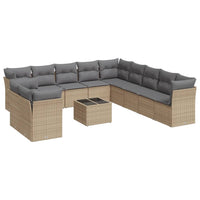 Set Divani da Giardino 12 pz con Cuscini Beige in Polyrattan 3249728