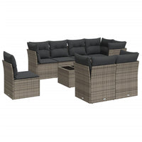 vidaXL Set Divano da Giardino 9 pz con Cuscini Grigio in Polyrattan