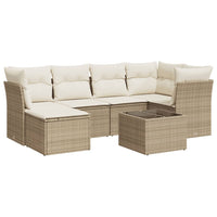 Set Divani da Giardino 7 pz con Cuscini Beige in Polyrattan 3249797