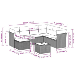 vidaXL Set Divano da Giardino 8pz con Cuscini Grigio Chiaro Polyrattan