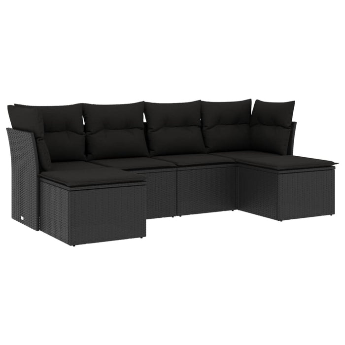 Set Divano da Giardino 6 pz con Cuscini Nero in Polyrattancod mxl 88584