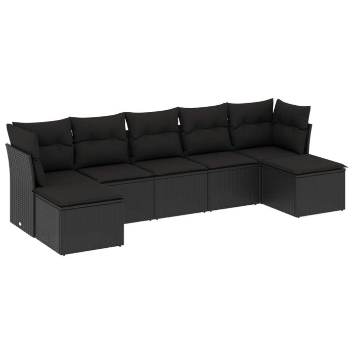 Set Divani da Giardino con Cuscini 7pz Nero Polyrattan 3249864