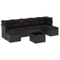 Set Divani da Giardino con Cuscini 8 pz Nero in Polyrattan