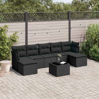 Set Divani da Giardino con Cuscini 8 pz Nero in Polyrattan