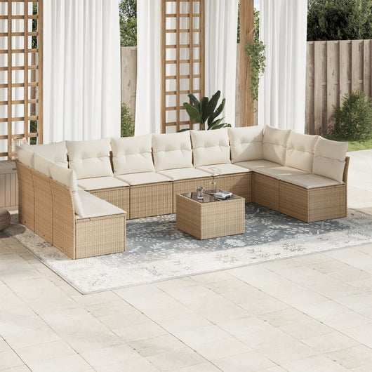 Set Divani da Giardino 11 pz con Cuscini Beige in Polyrattancod mxl 113930