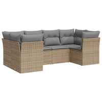 Set Divano da Giardino 6 pz con Cuscini Beige in Polyrattan 3249948