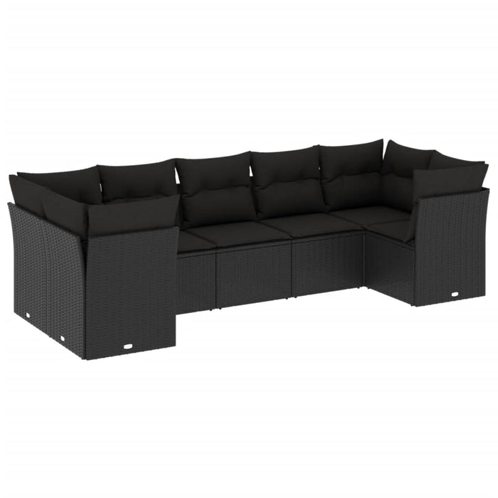 Set Divani da Giardino con Cuscini 7pz Nero Polyrattan 3249954