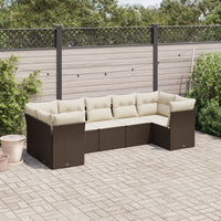 Set Divani da Giardino 7 pz con Cuscini Marrone in Polyrattan 3249962