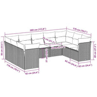 vidaXL Set Divano da Giardino 9pz con Cuscini Grigio Chiaro Polyrattan
