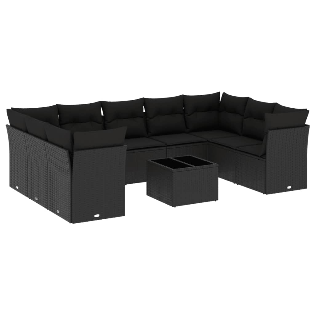 Set Divani da Giardino 10pz con Cuscini in Polyrattan Nerocod mxl 87304