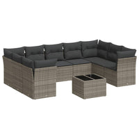 vidaXL Set Divano da Giardino 10 pz con Cuscini Grigio in Polyrattan