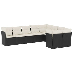 Set Divani da Giardino 9 pz con Cuscini Nero in Polyrattancod mxl 88330