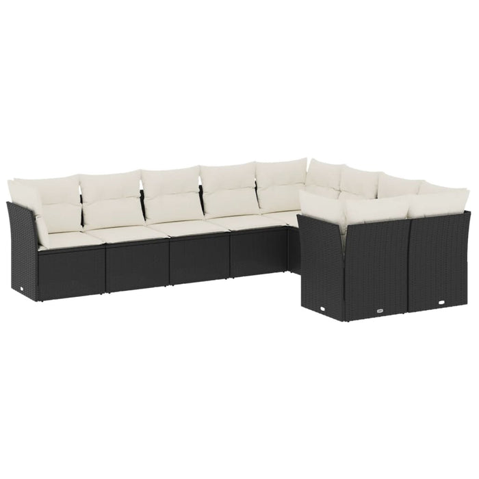 Set Divani da Giardino 9 pz con Cuscini Nero in Polyrattancod mxl 88330