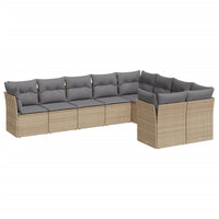 Set Divano da Giardino 9 pz con Cuscini Beige in Polyrattan