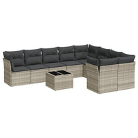 vidaXL Set Divano Giardino 10 pz con Cuscini Grigio Chiaro Polyrattan