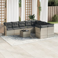 vidaXL Set Divano Giardino 10 pz con Cuscini Grigio Chiaro Polyrattan