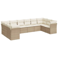 Set Divano da Giardino 10 pz con Cuscini Beige in Polyrattan 3250037