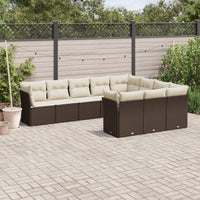 Set Divani da Giardino 10pz con Cuscini in Polyrattan Marrone 3250062