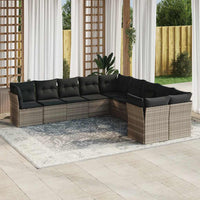 vidaXL Set Divano Giardino 10 pz con Cuscini Grigio Chiaro Polyrattan