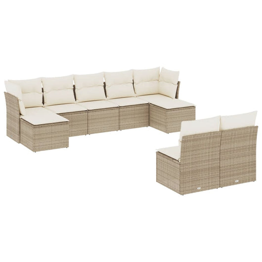 vidaXL Set Divano da Giardino 9 pz con Cuscini Beige in Polyrattan