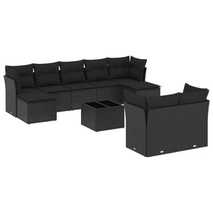 Set Divani da Giardino 10pz con Cuscini in Polyrattan Nerocod mxl 87767