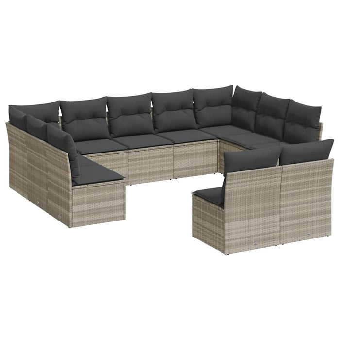 vidaXL Set Divani da Giardino 11 pz con Cuscini in Polyrattan Grigio