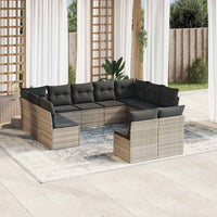 vidaXL Set Divani da Giardino 11 pz con Cuscini in Polyrattan Grigio