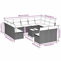 Set Divano Giardino 12 pz con Cuscini Grigio Chiaro Polyrattan