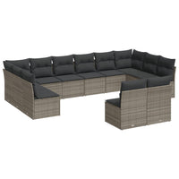Set Divani da Giardino 12 pz con Cuscini Grigio in Polyrattan
