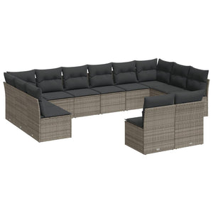 Set Divani da Giardino 12 pz con Cuscini Grigio in Polyrattan