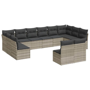 Set Divano Giardino 12 pz con Cuscini Grigio Chiaro Polyrattan 3250211