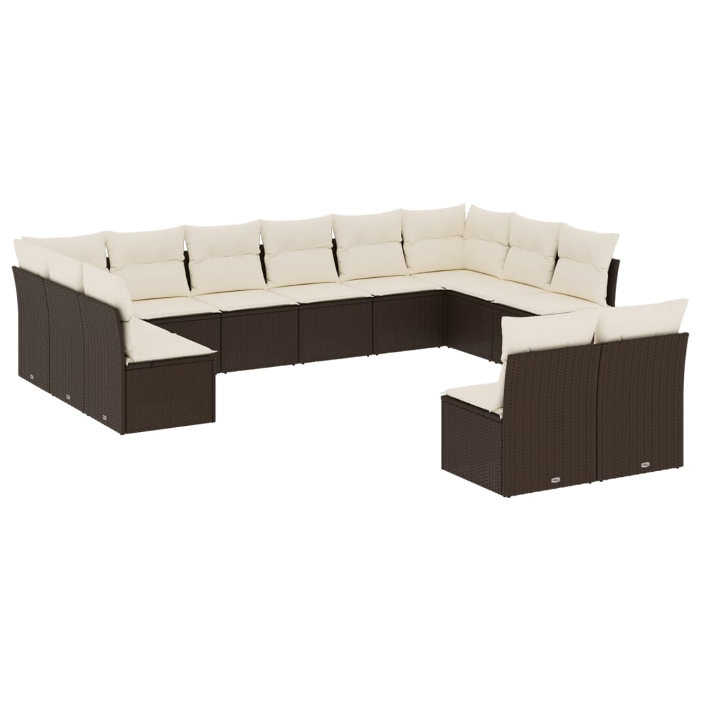 Set Divani da Giardino 12 pz con Cuscini Marrone in Polyrattan 3250212