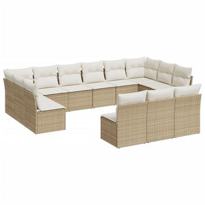 Set Divano da Giardino 13 pz con Cuscini Beige in Polyrattan 3250227