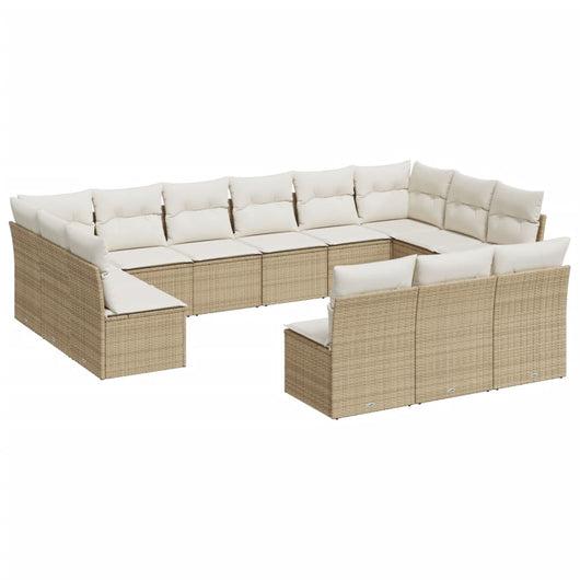 Set Divano da Giardino 13 pz con Cuscini Beige in Polyrattan 3250227