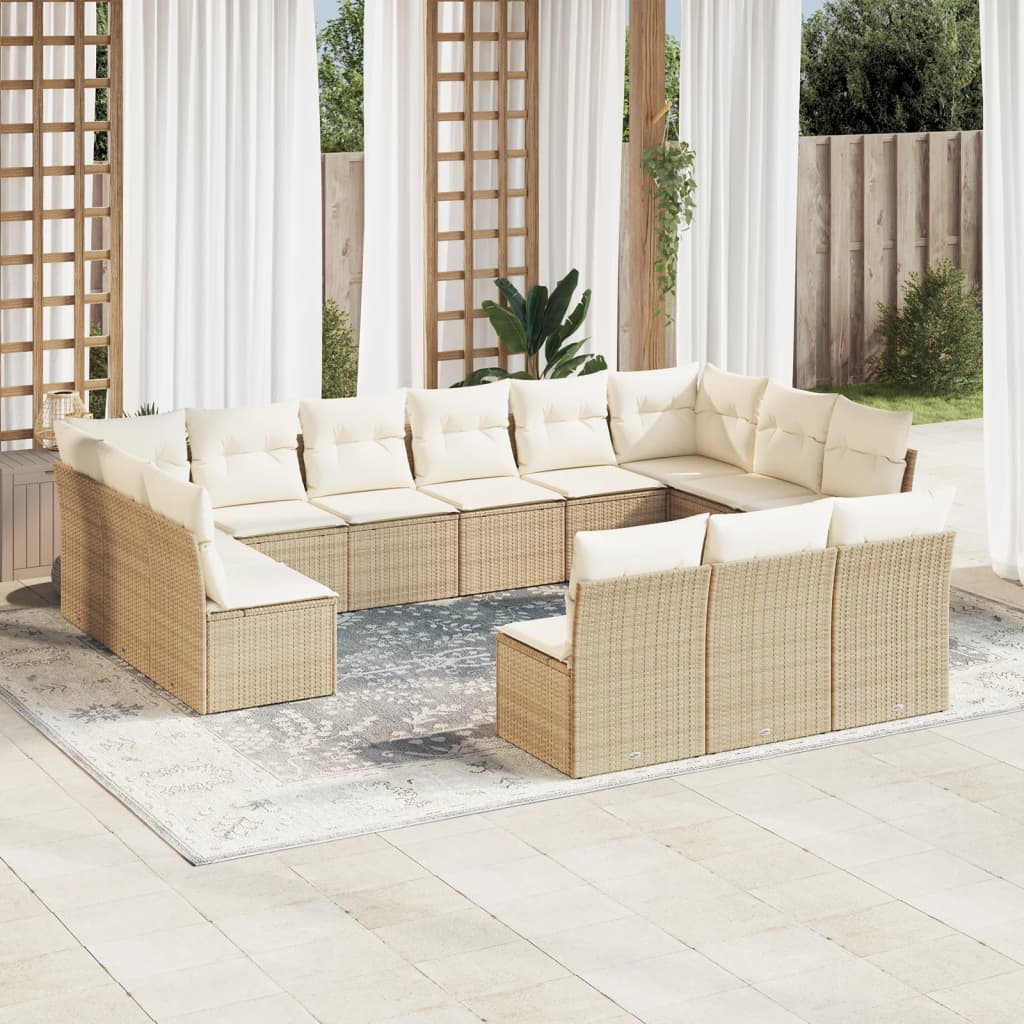 Set Divano da Giardino 13 pz con Cuscini Beige in Polyrattancod mxl 89948