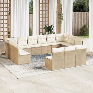 Set Divano da Giardino 13 pz con Cuscini Beige in Polyrattancod mxl 89948
