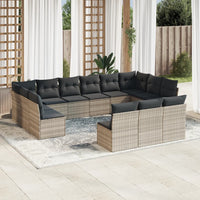 Set Divani Giardino 13 pz con Cuscini Grigio Chiaro Polyrattan