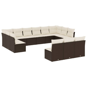 Set Divani da Giardino 13 pz con Cuscini Marrone in Polyrattan 3250232