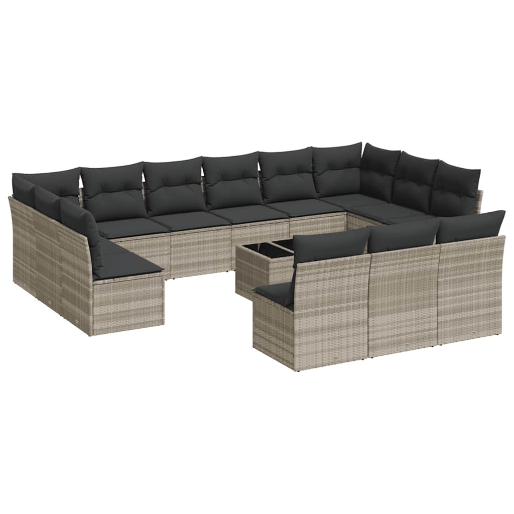 Set Divani da Giardino 14pz con Cuscini in Polyrattan