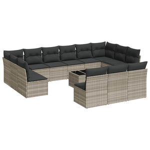 Set Divani da Giardino 14pz con Cuscini in Polyrattan