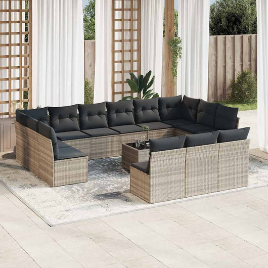 Set Divani da Giardino 14pz con Cuscini in Polyrattan