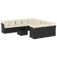 Set Divani da Giardino 12 pz con Cuscini Nero in Polyrattan