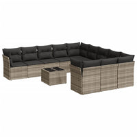 Set Divano Giardino 12 pz con Cuscini Grigio Chiaro Polyrattan